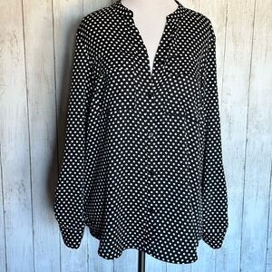 Black and White Polka Dot Button Down Blouse M